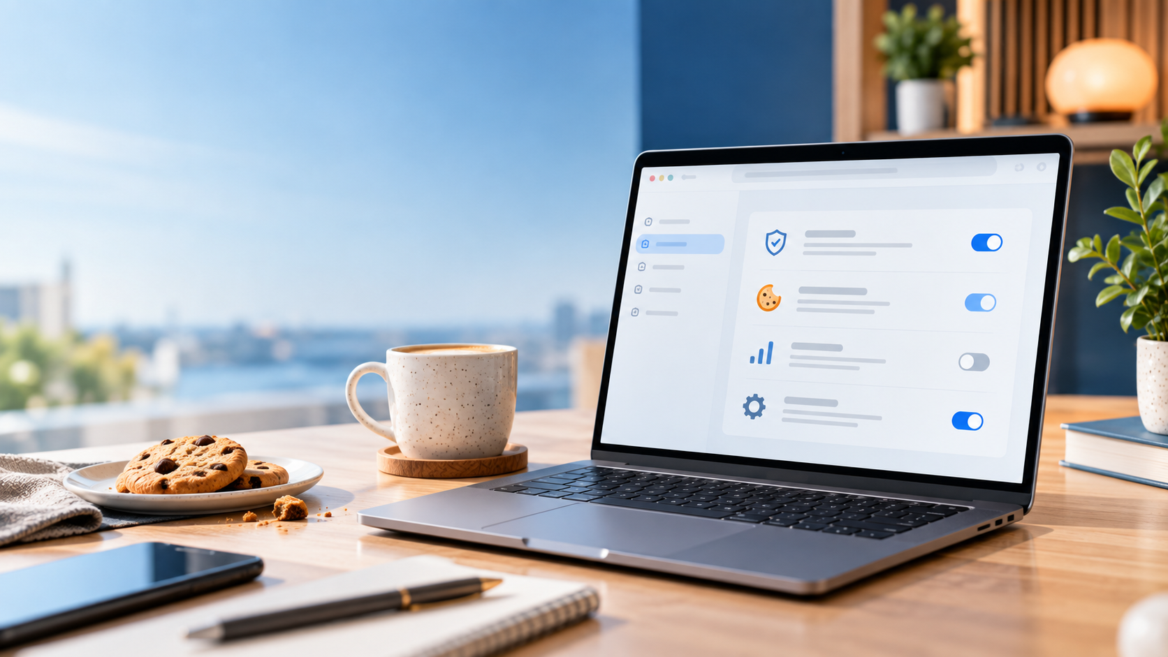 Cookie-instellingen en analytics op een laptop